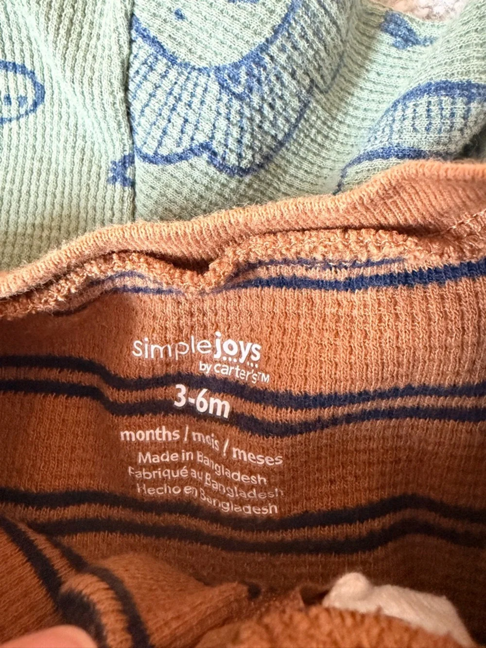 Carter’s Footed One-Piece Pajamas - Olive Green Animal & Brown Stripe - Picture 4 of 7